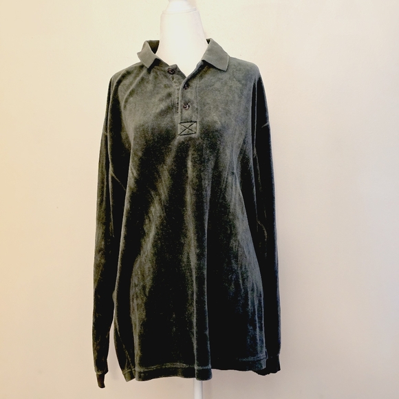 Christopher Hayes Men's Large Dark Green Vintage Velour Pullover - Picture 1 of 9